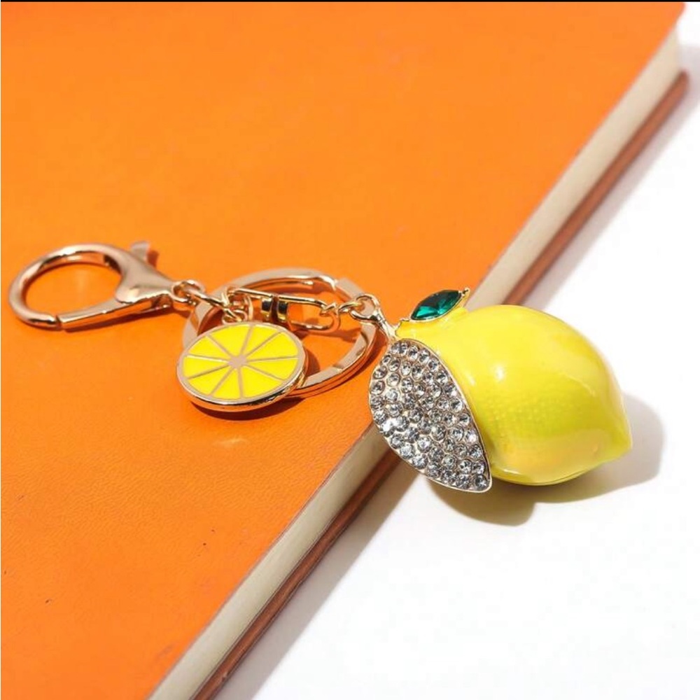 Lemon 🍋 bag charm keychain with gold hardware NWT - Picture 2 of 7